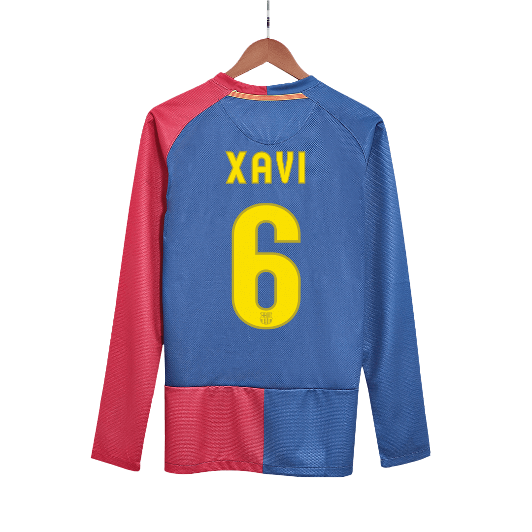 Retro Jersey XAVI #6 Barcelona Retro Jersey Home Long Sleeve Soccer Shirt 2008/09 - UCL Final