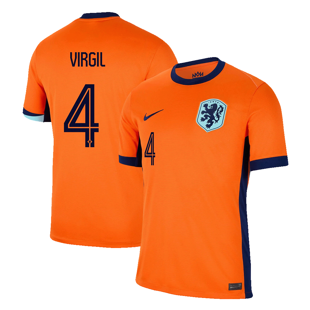 VIRGIL #4 Netherlands Home Soccer Jersey Euro 2024