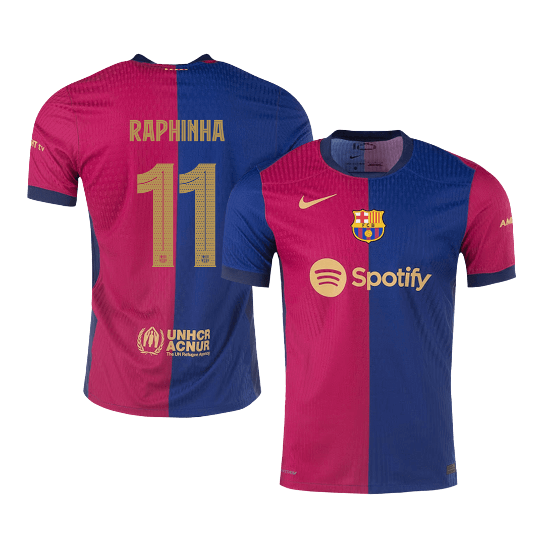 Authentic RAPHINHA #11 Barcelona Soccer Jersey Home Shirt 2024/25 - UCL