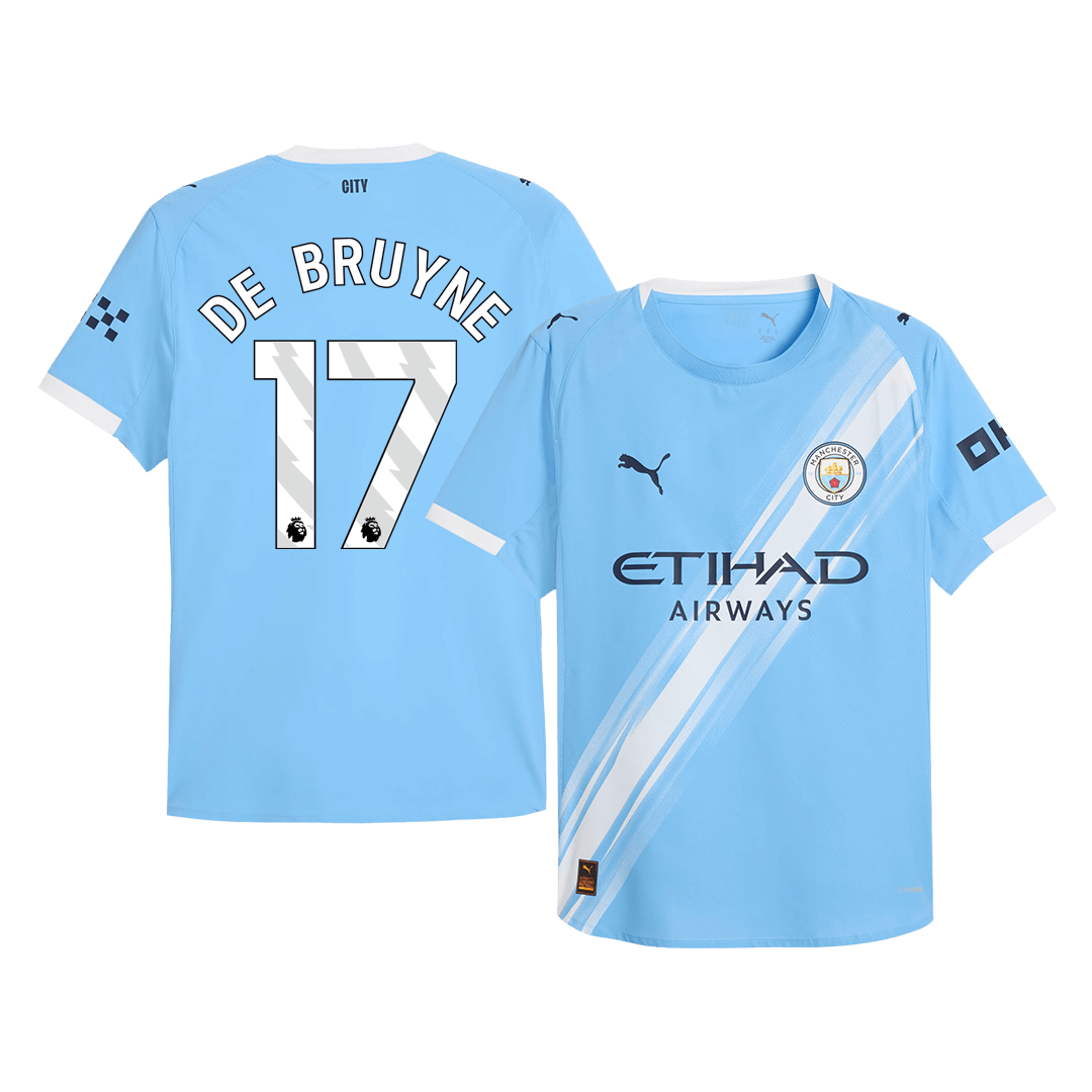 DE BRUYNE #17 Authentic Manchester City Home Soccer Jersey 2025/26 Blue