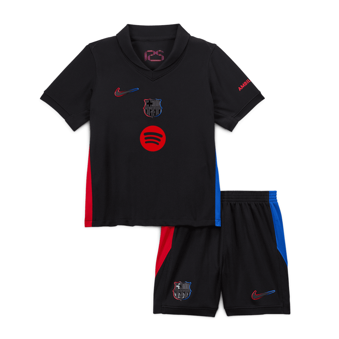 Kids Barcelona Custom Away Soccer Kits 2024/25 - Spotify Logo Without Text