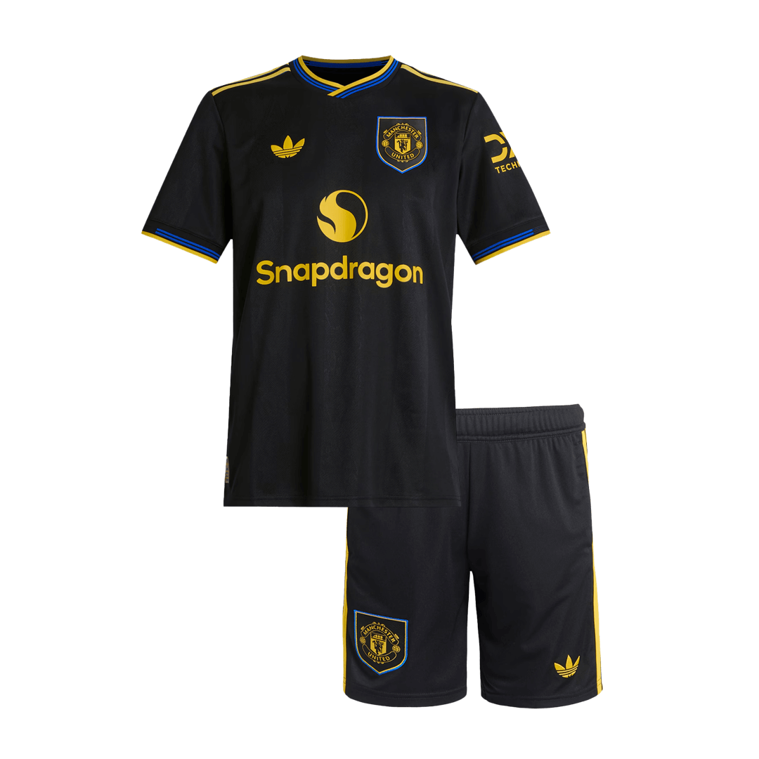 Manchester United Third Away Kids Soccer Jerseys Kit 2025/26