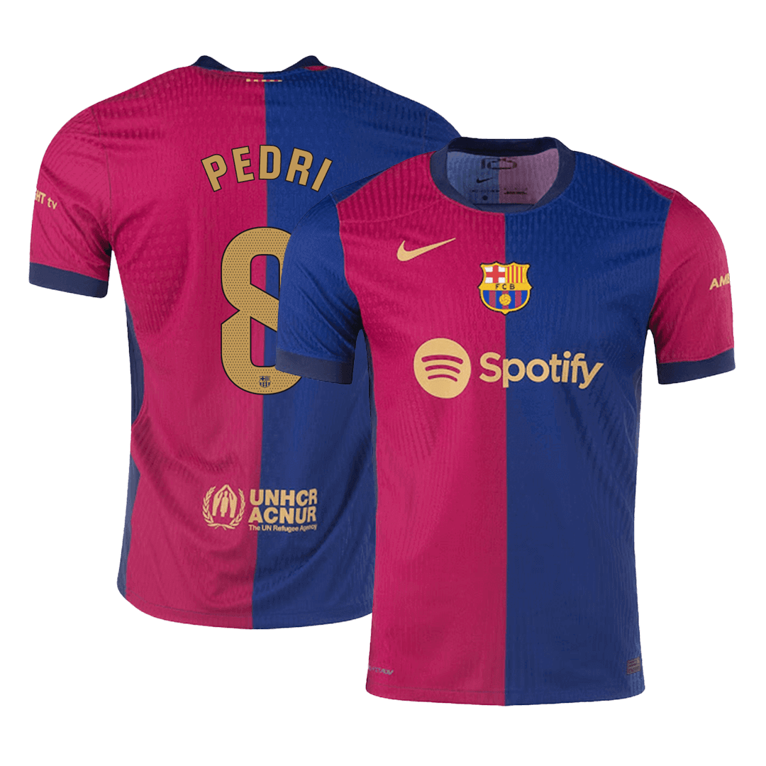 Authentic PEDRI #8 Barcelona Home Football Shirt 2024/25- - old sponsor