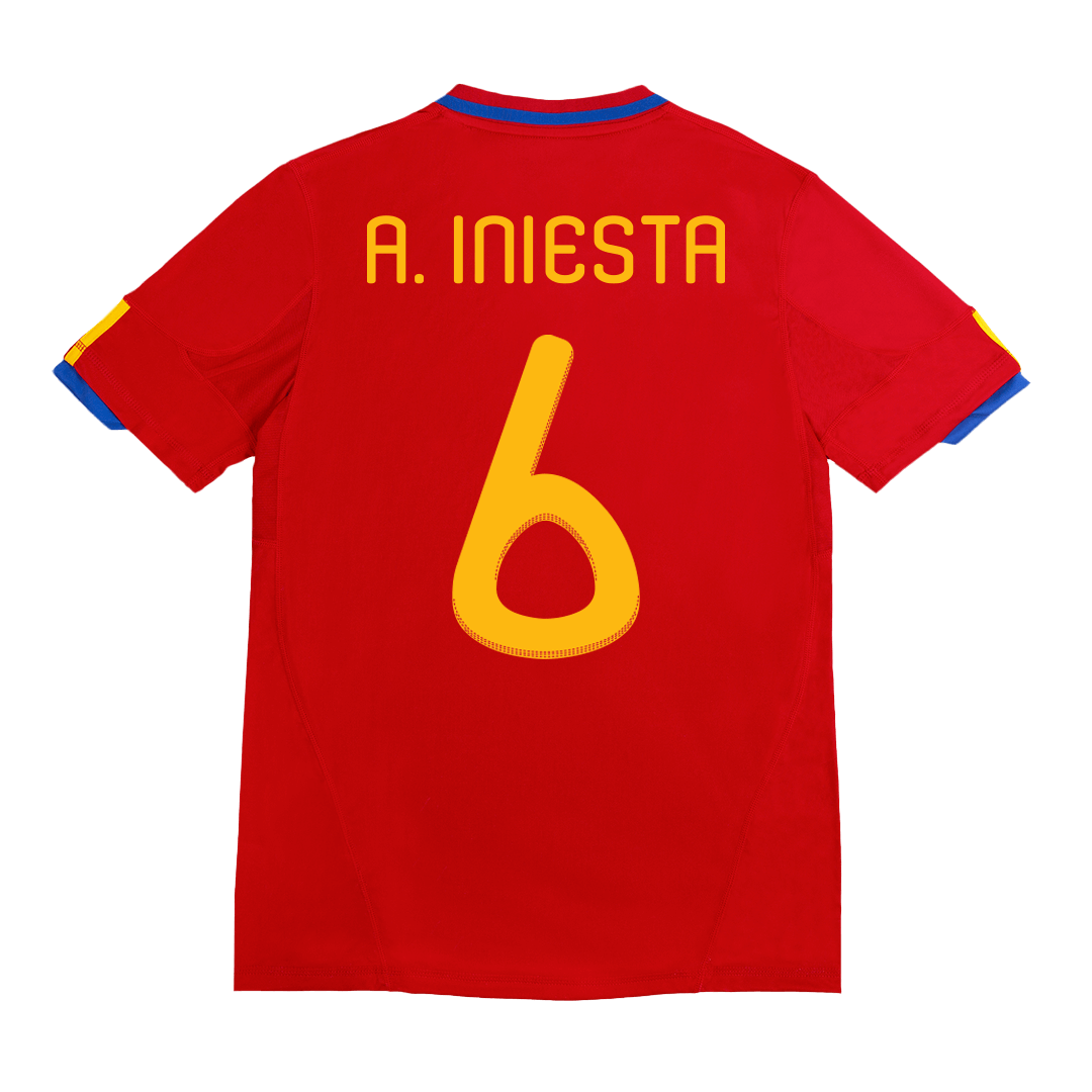 Retro A. INIESTA #6 2010 Spain Home Soccer Jersey