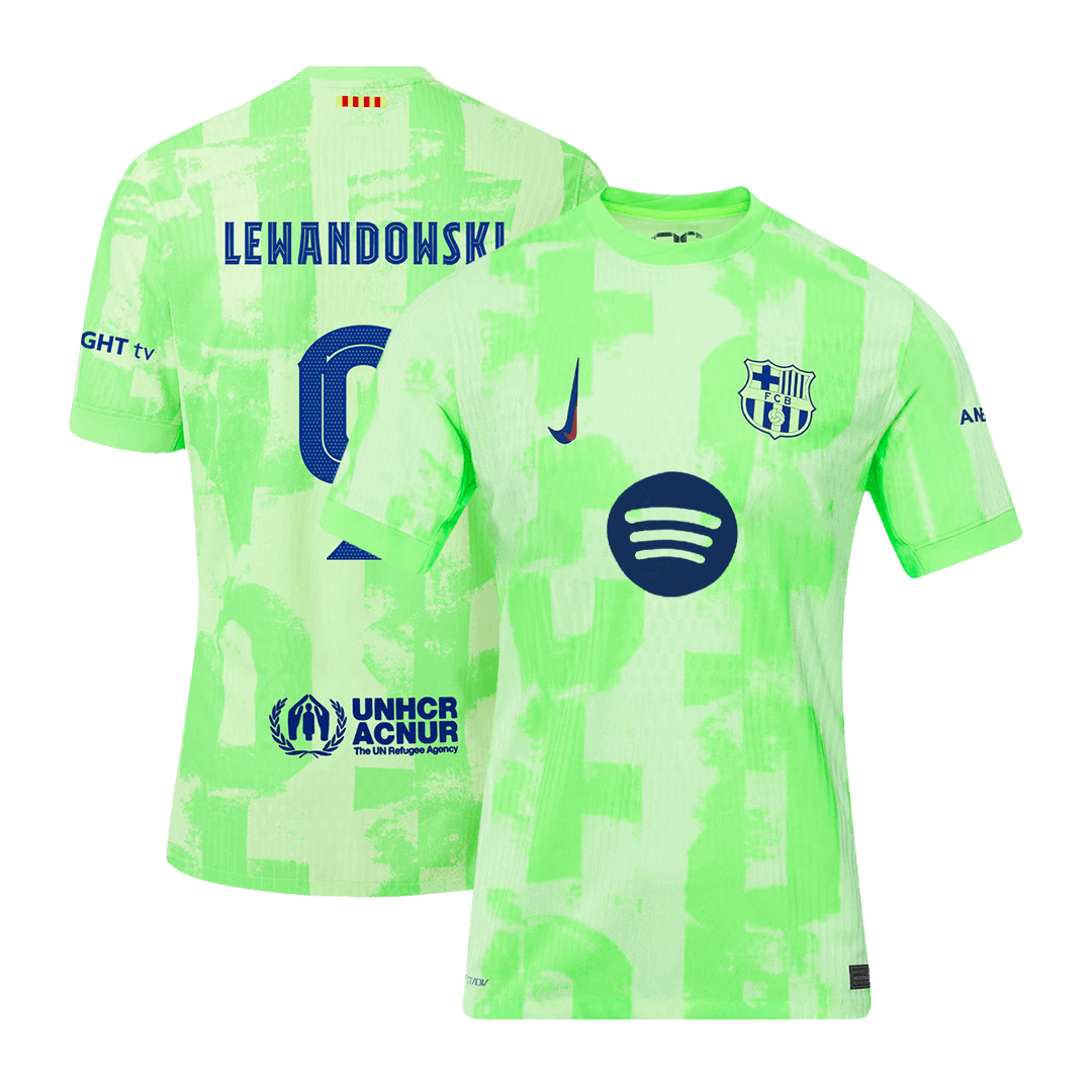 Authentic LEWANDOWSKI #9 Soccer Jersey Barcelona Third Away Shirt 2024/25 UCL Spotify Logo Without Text
