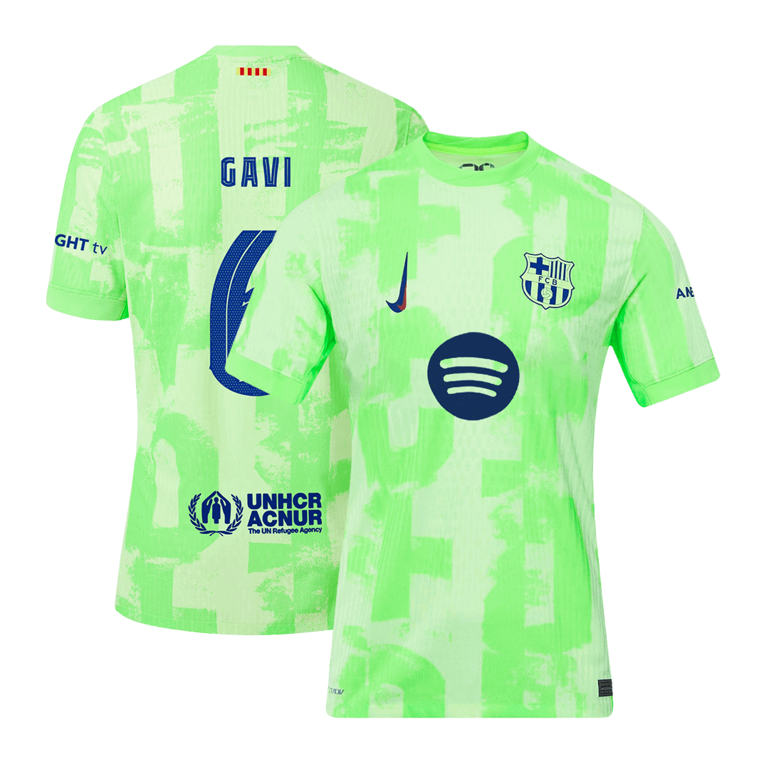 Authentic GAVI #6 Barcelona Third Away Soccer Jersey 2024/25 - UCL x Spotify Logo Without Text