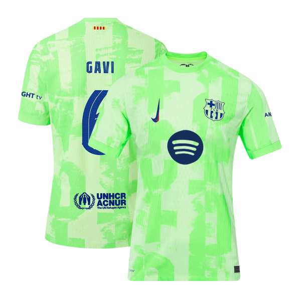 GAVI #6 Authentic Soccer Jersey Barcelona Third Away Shirt 2024/25 UCL Spotify Logo Without Text
