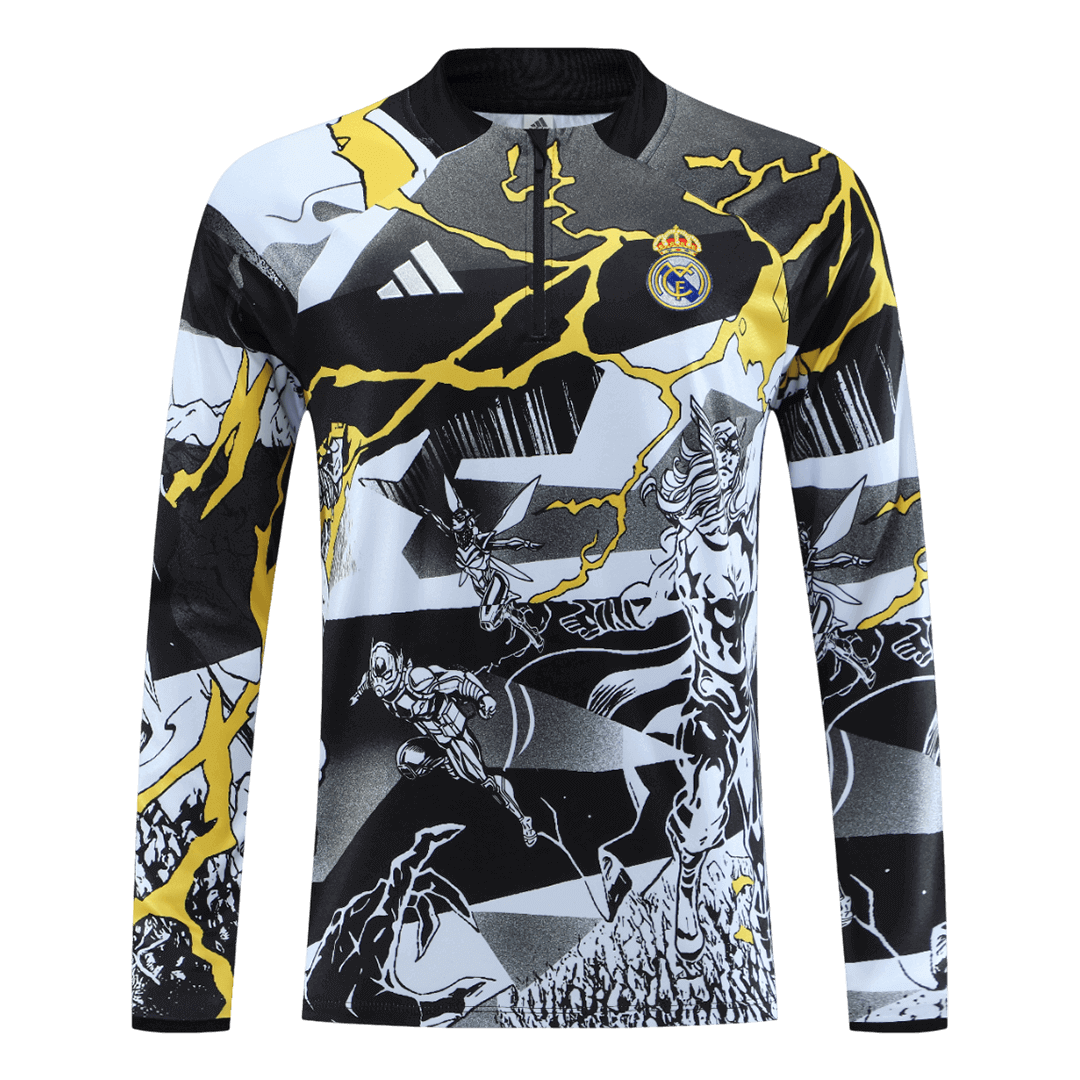 Real Madrid 1/4 Zip Tracksuit 2025/26 Black - Image 27